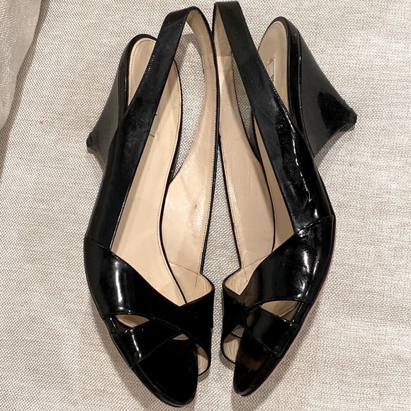 PRADA SLING BACK SANDALS BLACK PATENT MADE IN ITALY SIZE 41.5 - Picture 4 of 16